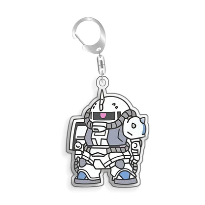 Keychain for Gundam MS-06S Zaku Ll White Cabin Backpack Pendant Anime Game Fans Gift Recycled Acrylic Decoration Rare Card Toy
