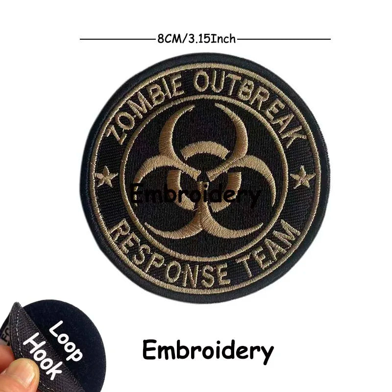 1PC,2PCS/ Umbrella Corporation PVC Rubber Morale Emblem,Biohazard Insignia Applique Embroidered patches,Tactical Backpack Badges