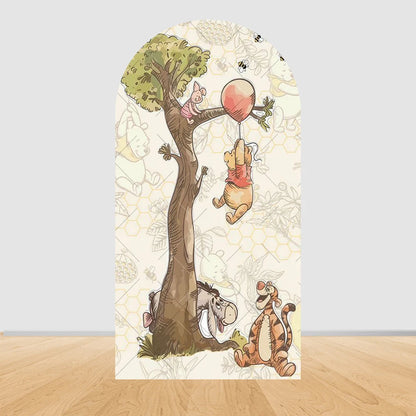 Winnie The Pooh Arch Backdrop Cover Elastic Fabric Newborn Baby Birthday Party Supplies Birthday Party Photo Studio Decoration