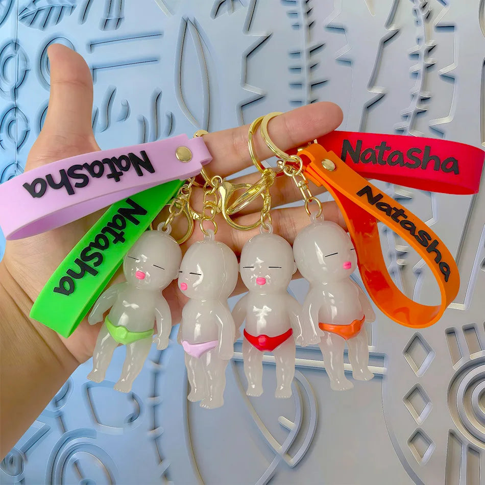 Internet-famous Natasha Black Doll Keychain, UV Color Changing Mini Pendant, Stress Relief Funny Novelty Gift, Multiple Colors A