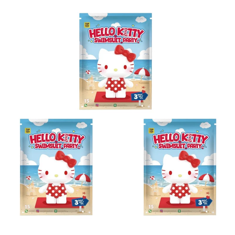 New Hello Kitty Swimsuit Party Series Blind Box Cute Mini Beans Doll Car Dashboard Figurine Ornament Surprise Box Birthday Gift
