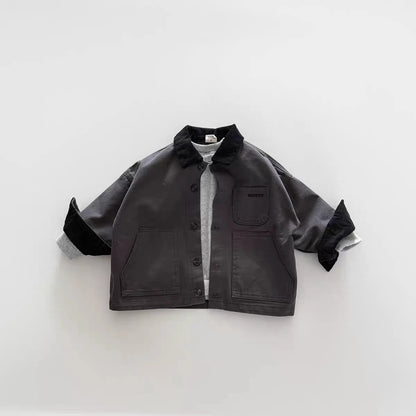 WT2710 New Arrivals Korean Style Corduroy Casual Jacket Collared Shirt for Kids Spring Autumn Unisex Children's Wear