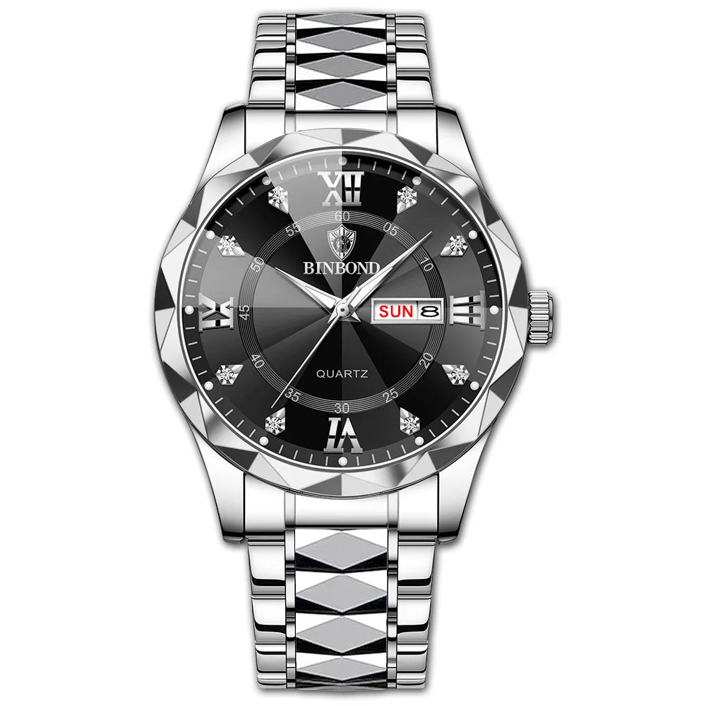 Male Mens Quartz Watches Top Brand Luxury Business Waterproof Luminous Large Dial Men Wristwatches Sports Stainless Steel Watch