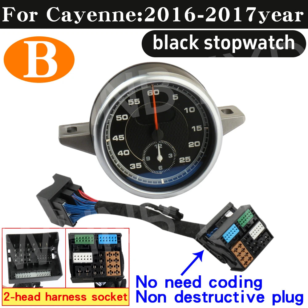 Car Stopwatch for Porsche Cayenne 958 10-17 Clock Chrono Watch Dashboard Cover Modified Car Interior Accessories Stopwatch Clock
