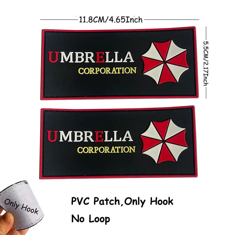 1PC,2PCS/ Umbrella Corporation PVC Rubber Morale Emblem,Biohazard Insignia Applique Embroidered patches,Tactical Backpack Badges