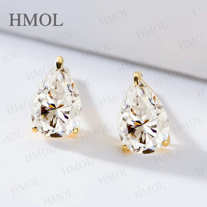Lab Beads Stud Earring Moissanite 925 Silver Earrings 0.5/1/2/3Carat Pear Cut Water Drop Shape GRA Certificates For Women Party