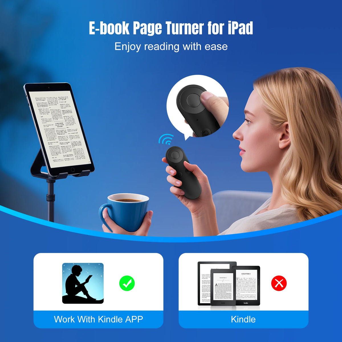 Smartphone Remote Clicker with Air Mouse Multifunctional Smart Fingertip Ring Remote Control for iPhone iPad Android Tablet