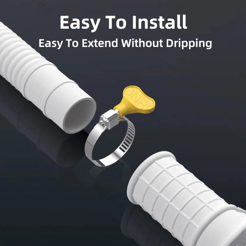 Universal Air Conditioning Drainage Hose Dehumidifier Drain Hose Lengthen 15-20 mm Cuttable Corrugated Drainpipe（White）