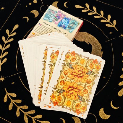 Romantic Lenormand Oracle Cards 37 Pcs Deck 10.2x7.2cm English Vision Art Nouveau Floral Motifs for Party Board Playing Games