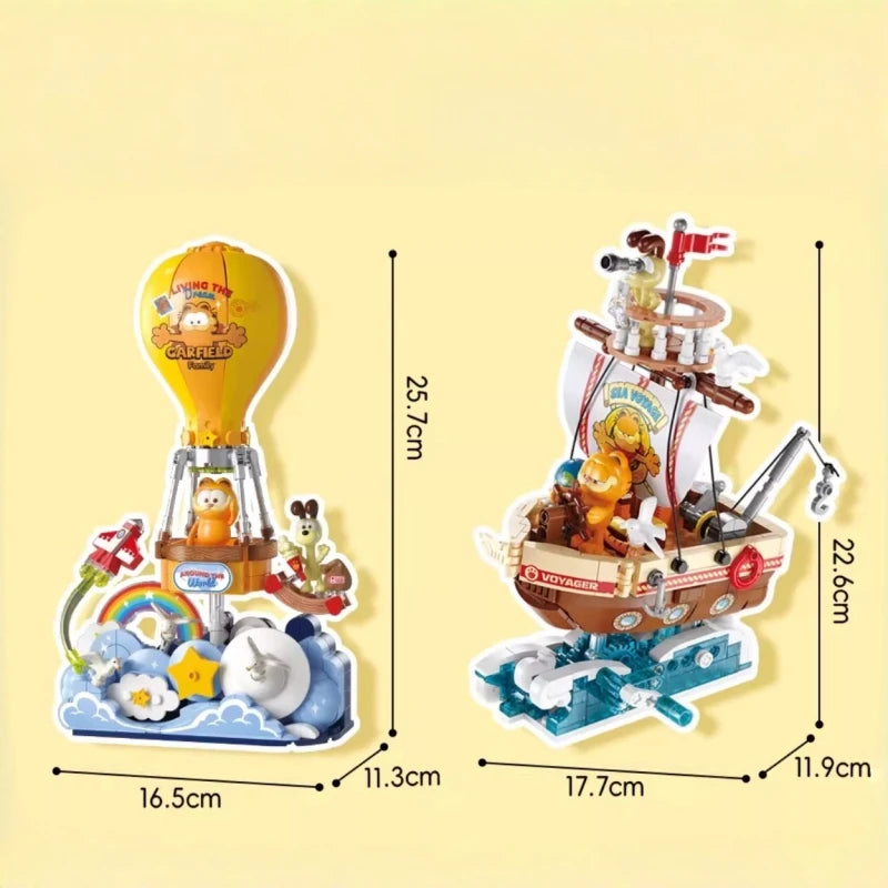 Garfield Around The World Series Assembled Building Blocks Cartoon Ornaments Puzzle Children's Construction Collection Toys Gift