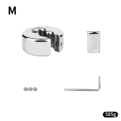 LEZEE Stainless Steel Semen Lock Rings Scrotum Drop Ring Heavy Metal Testicular Stretcher Rings Weight Hanging BDSM Cockring