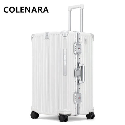 COLENARA High Quality Suitcase Aluminum Frame Large Capacity Trolley Case Cart Travel Bag 24"26"28"30 Inch Rolling Luggage
