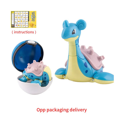 Pokemon Figure Dragonite Gengar Mew Snorlax Lapras Pokeball Elf Ball Deformation Toy Pikachu Monster Educational Doll Kids Gift