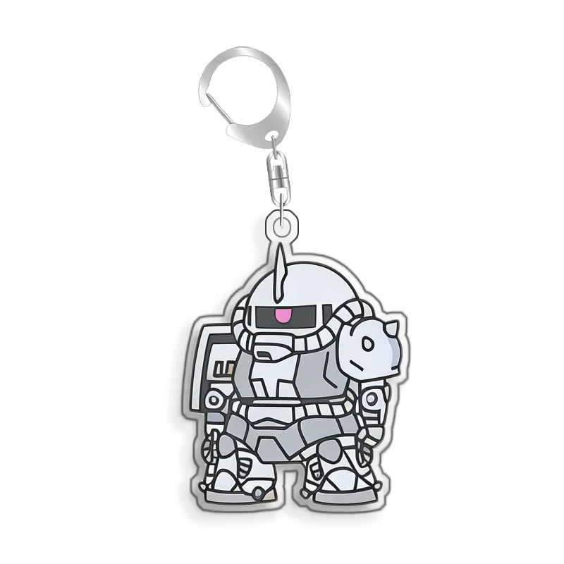 Keychain for Gundam MS-06S Zaku Ll White Cabin Backpack Pendant Anime Game Fans Gift Recycled Acrylic Decoration Rare Card Toy