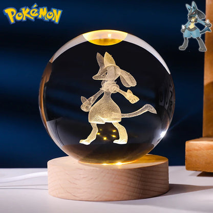 Pokemon 3D Crystal Ball Figure Toys Blastoise Scyther Garchomp Greninja Lugia Ampharos Gengar Glass Ball Night Light Gifts Kids