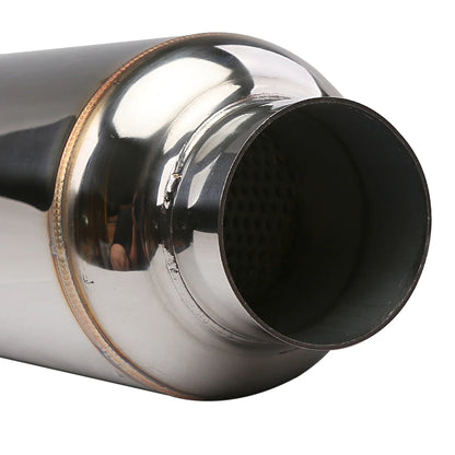 Universal 2.5" / 3" Inlet Exhaust Muffler Pipe Stainless Steel Resonator 12" Length Deep Sound Performance