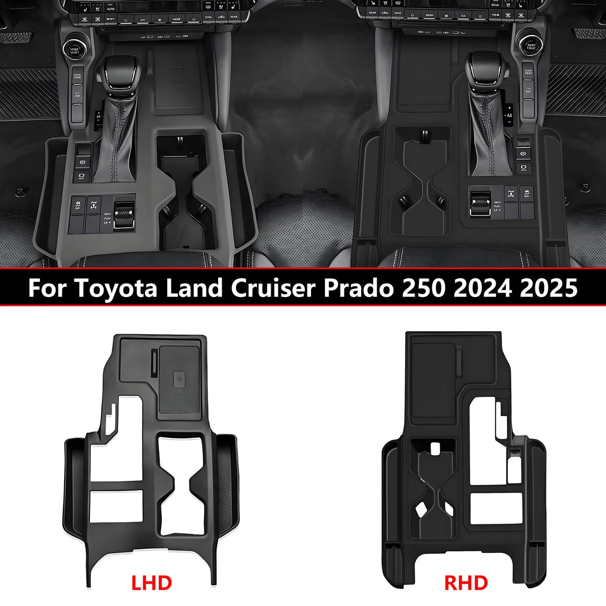 LHD RHD for Toyota Land Cruiser Prado J250 LC250 2024 2025 Silicone Gear Shift Panel Cover with Storage Box Console Organizer