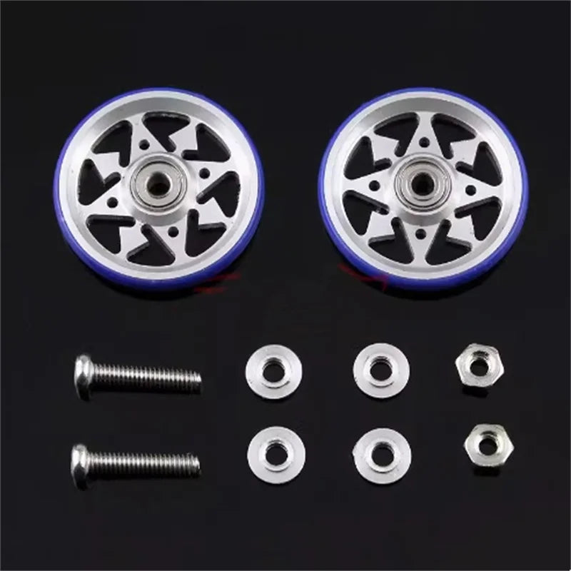 Homemade Tamiya 4WD accessories 19mm aluminum alloy guide wheel plastic wrapped edge low friction metal guide wheel