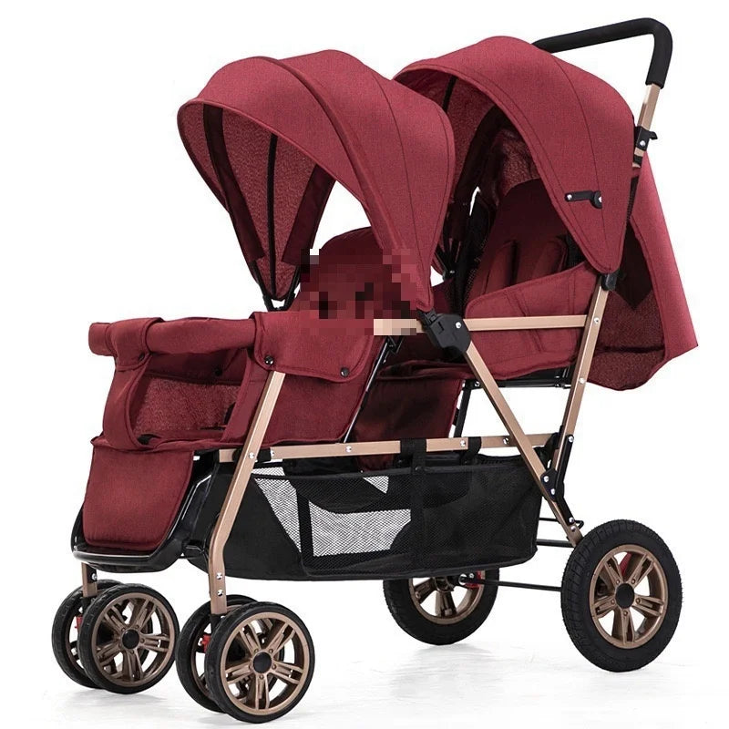 Top Selling lightweight twin baby stroller, poussette double baby stroller can sit and lie down,high quality stroller for 0-36m