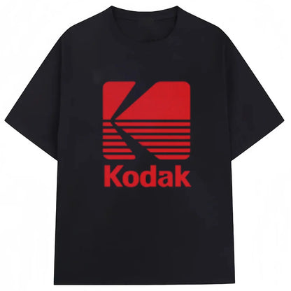 Kodak Summer Brand Men T-shirt Cotton Solid Color Daily Graphic Print Casual Breathable Short Sleeve Top Tees Women Clothing