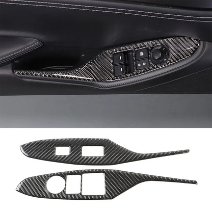 For 2016-2025 Mazda MX-5 ND ND5RC Door Window Switch Panel Soft Carbon Fiber Cover 2Pcs Left & Right Interior Sticker