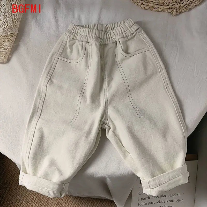 Children Open Wire Pants Spring Autumn New Casual Loose cotton baby girl Boys Wide-leg Pant Harem Pants 1-7Y Kid's Trousers 2-9Y