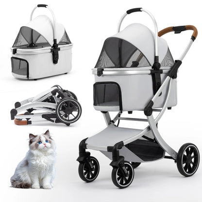 STLFFactory Price Foldable Pet Stroller with Shock Absorbers and Mesh Windows for Cats and Dogs