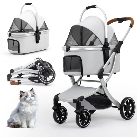 STLFFactory Price Foldable Pet Stroller with Shock Absorbers and Mesh Windows for Cats and Dogs