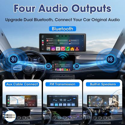 10.26 inch Car Mirror Radio Multimedia Video Player Universal Wireless Carplay Android Auto IPS Screen With Bluetooth FM AUX