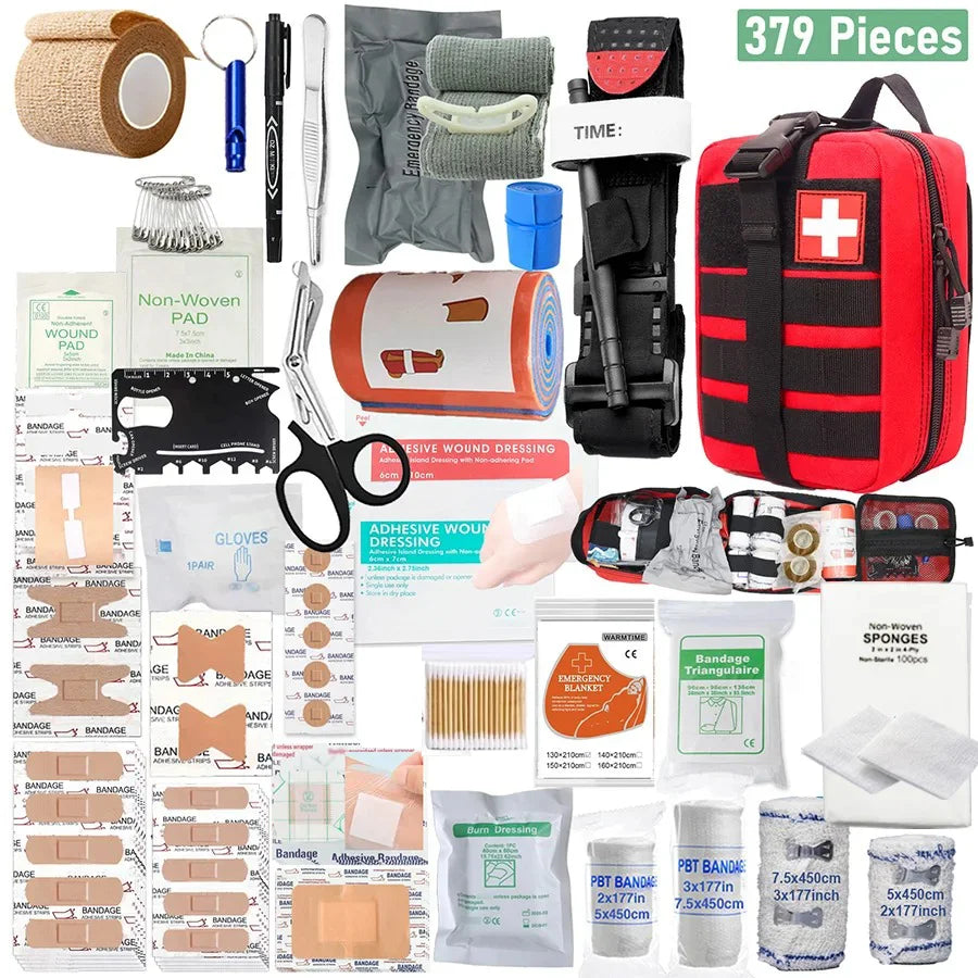 379PCS Professional First Aid Kit Emergency Survival Kit for Car Home Camping Travel Outdoor Adventure Medical Supplies Trauma B