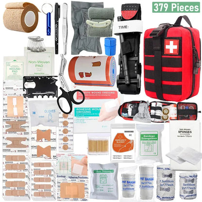 379PCS Professional First Aid Kit Emergency Survival Kit for Car Home Camping Travel Outdoor Adventure Medical Supplies Trauma B