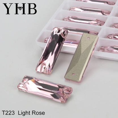YHB Top Quality Cosmic Baguetee Glass Crystal AB Moonlight Sewing Stones Flatback Sew on Rhinestones For Garment Clothes Bags