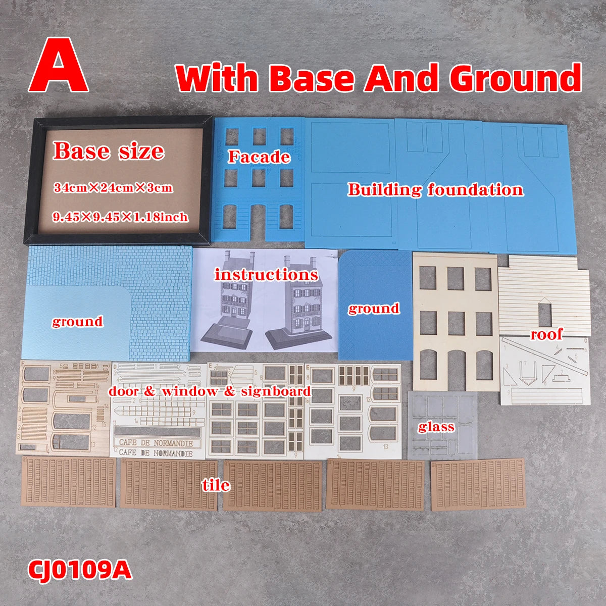 Assembly Architectural Building Model Sand Table Normandy Cafe Club Diorama Scale Model Kit Display Base Stand 1/35