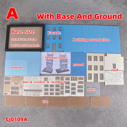 Assembly Architectural Building Model Sand Table Normandy Cafe Club Diorama Scale Model Kit Display Base Stand 1/35