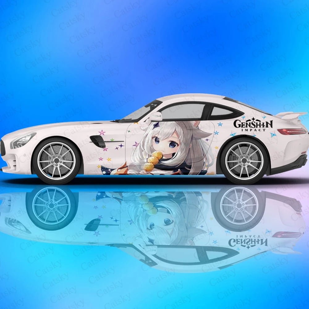 Genshin Anime Car Decals Side Graphics Wrap Vinyl Modified Car Parts Car Stickers Game Livery Custom Pattern Decals
