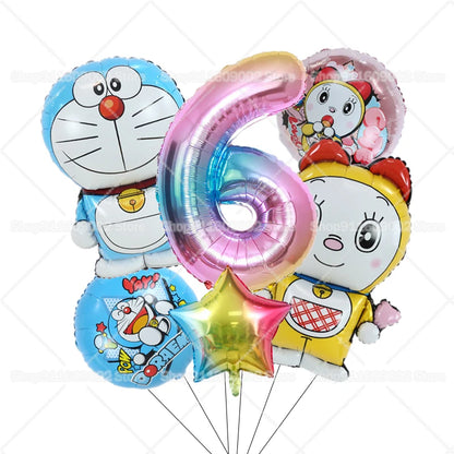 Doraemons Number 1-10 Balloons Girls Boys Birthday Decorations Baby Shower Gender Reveal Balloon Party Supplies Kids Toys Gift