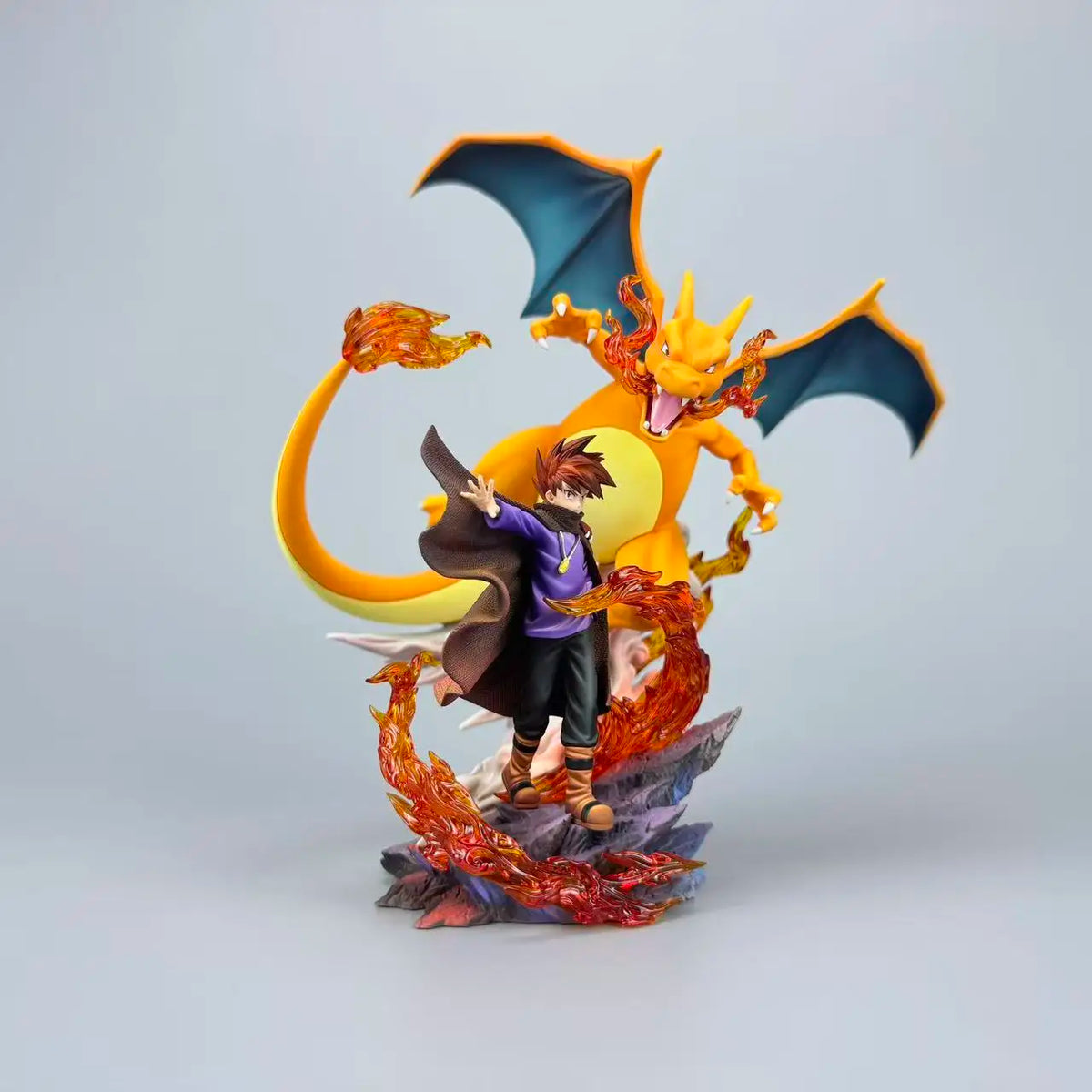 17cm/6.69in Anime Pokemen Figure Charizard Gary Oak Action Figures Pvc Statue Desktop Ornamen Collection Model Toys Gifts