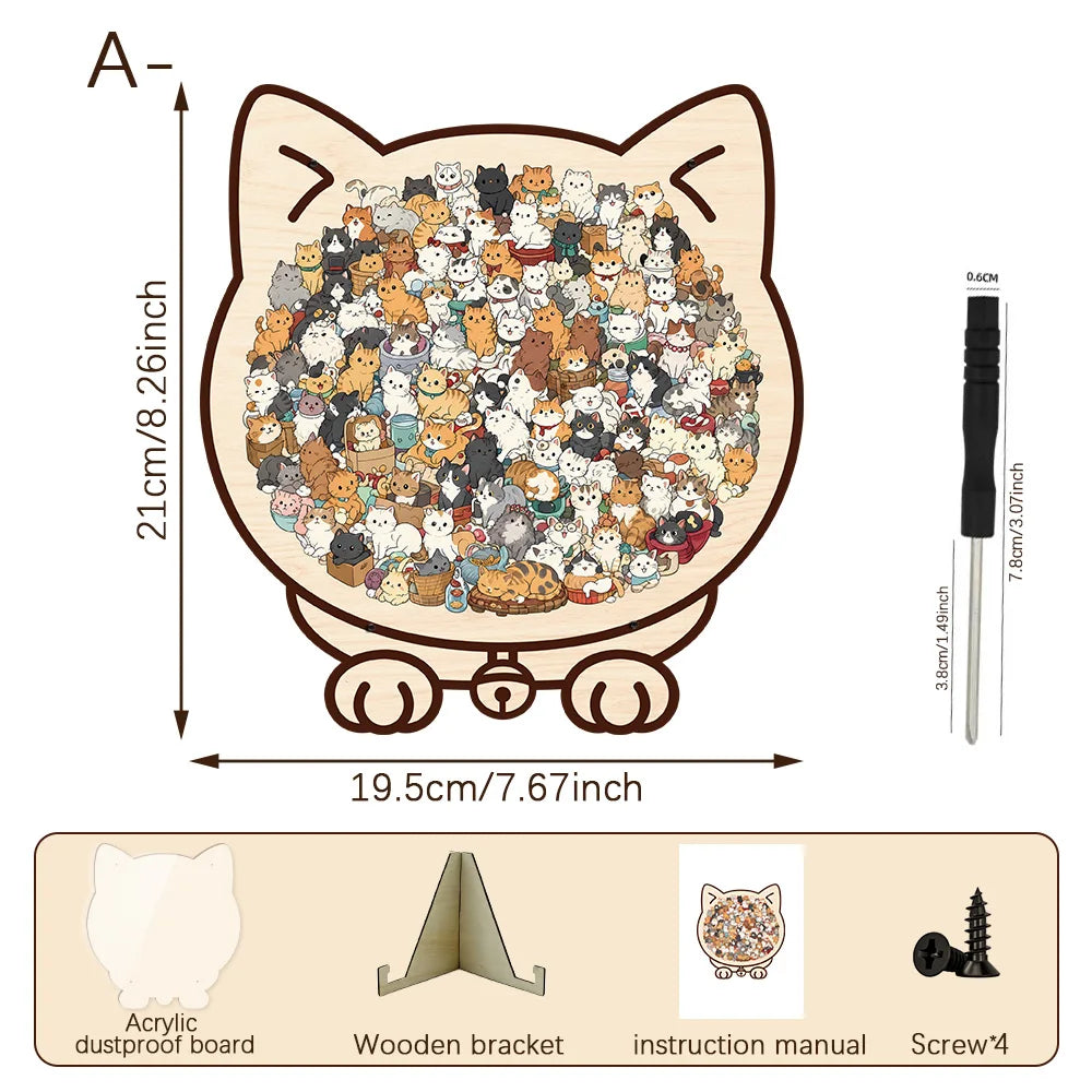 Animal Shape Wooden Jigsaw Puzzle With Stand Screwdriver Tools Adult Stress Relief Puzzle Home Desktop Decor Gift