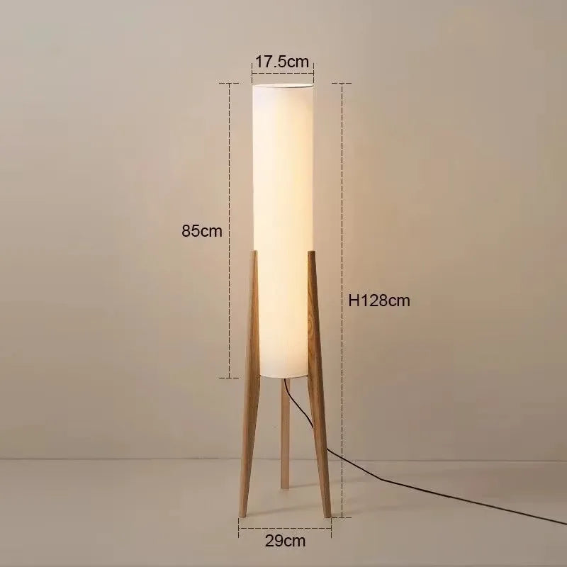 Nordic Retro Solid Wood Living Room Floor Lamp, Fabric Original Wood Floor Lamp, Room Decoration Lighting Floor Lamp