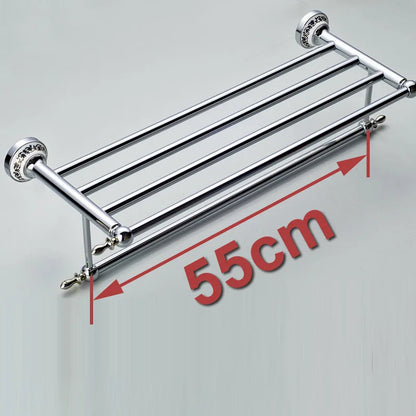 Luxury Towel Rack Wall Mounted Bathroom Accessories Set Ceramic Stainless Steel  Bath Hardware Sets Chrome Toilet Brush Holder