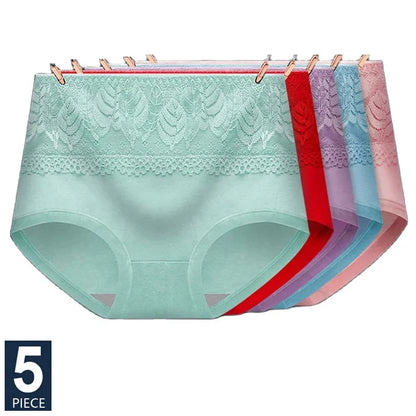 5Pcs/Set Cotton Panties Women High Waist Body Slimming Underwear Breathable Solid Briefs Sexy Ladies Panty Soft Female Lingerie