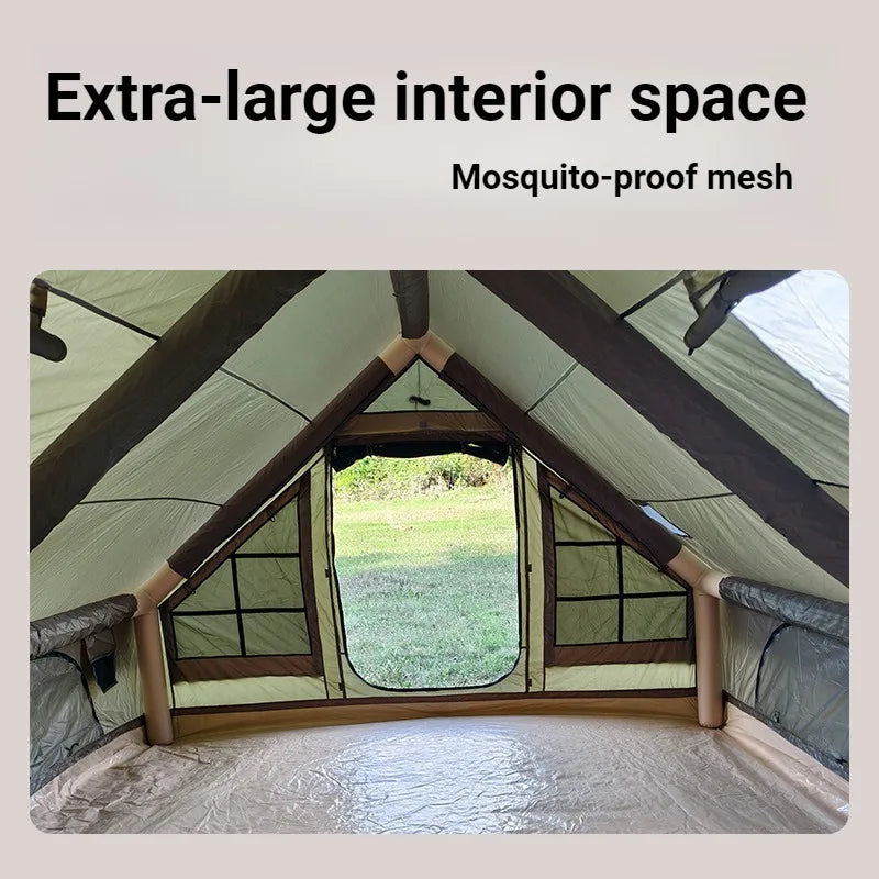 Family Spacious Camping Tents Outdoor Thickened Rainproof Overnight Inflatable Tent Sunshade Windproof Camping Supplies