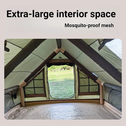 Family Spacious Camping Tents Outdoor Thickened Rainproof Overnight Inflatable Tent Sunshade Windproof Camping Supplies