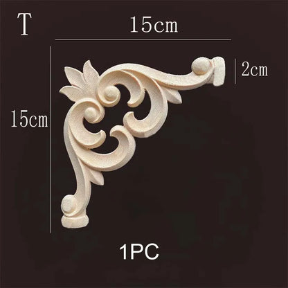 Natural Wood Corner Onlay Moldling European Style Home Decor Background Wall Applique Carved Figurine Living Room Decoration