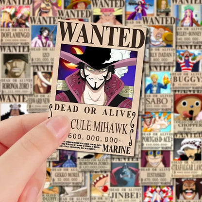 10/30/56pcs Anime One Piece Wanted Posters Stickers Cartoon Decals Cool Laptop Decoration Wall Waterproof Sticker for Kids Toys