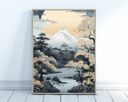 Japanese Zen Lotus Buddha Monk Koi Fish Forest Mountain Poster and Prints Canvas Printing Wall Art Picture for Living Room Decor