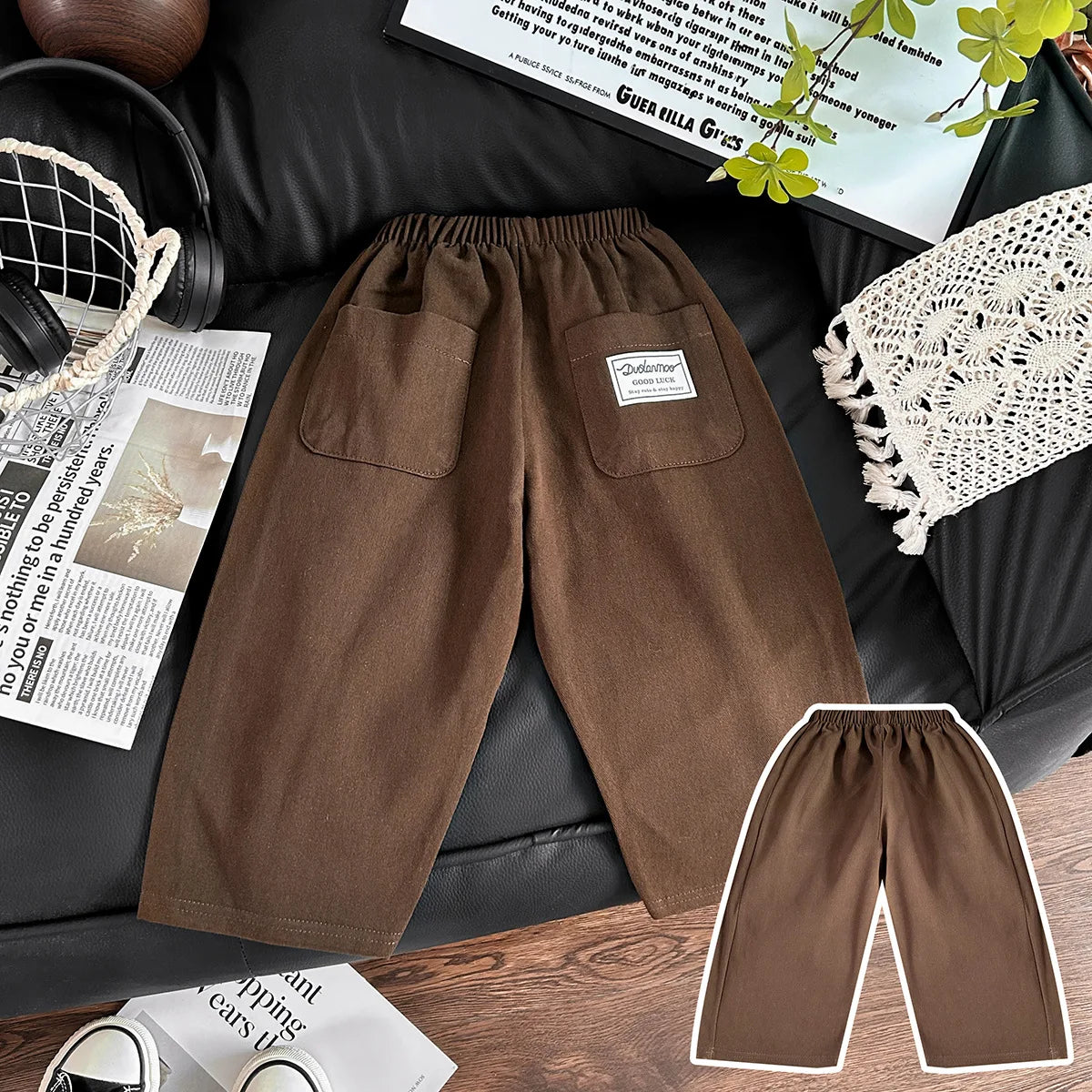 1 Piece Children's Spring Autumn Trousers Boys Girls Straight Pants Casual Trousers