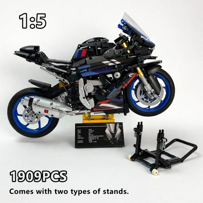 MOC Cool Superbike Model Kit 1909PCS Black Red Blue Edition 5 Scale Racing Motorcycle Building Blocks for Adults Holiday Gifts
