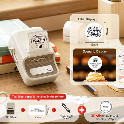 NiiMbot B21 Mini Thermal Printer Wireless Barcode Label Maker Bluetooth Portable Adhesive Label Printers for Office Commercial