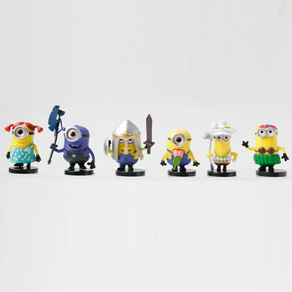 12Pcs Despicable Minions Capsule Toys Set Fluffy Kevin Bob Gru 3D Eye Action Figures Collectible Xmas Gifts for Fans